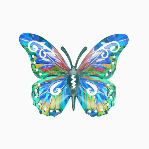 🦋4-delt veggdekorasjonssett med metallsommerfugl, utendørs hengende veggkunstskulpturdekorasjon