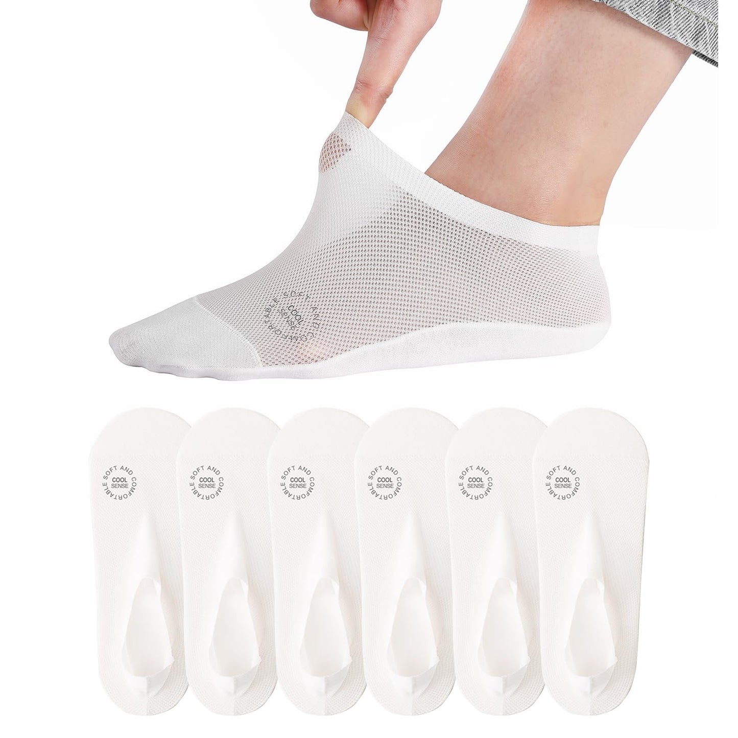 🔥 3-pars pakke usynlige sklisikre sokker 🧦 – Pustende, lavt skjærte, sklisikkert og svetteabsorberende design