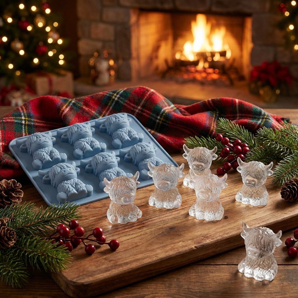 🐮Mini isbitform av Highland Beef til dessert🧊🍪Søte 3D-isbiter, perfekte til drinker, fester og gaver