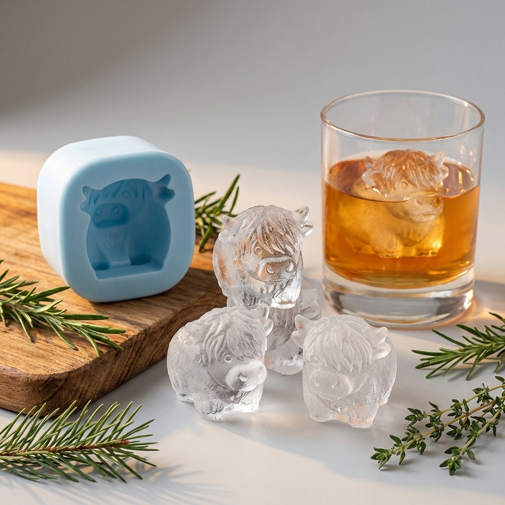 🐮Mini isbitform av Highland Beef til dessert🧊🍪Søte 3D-isbiter, perfekte til drinker, fester og gaver