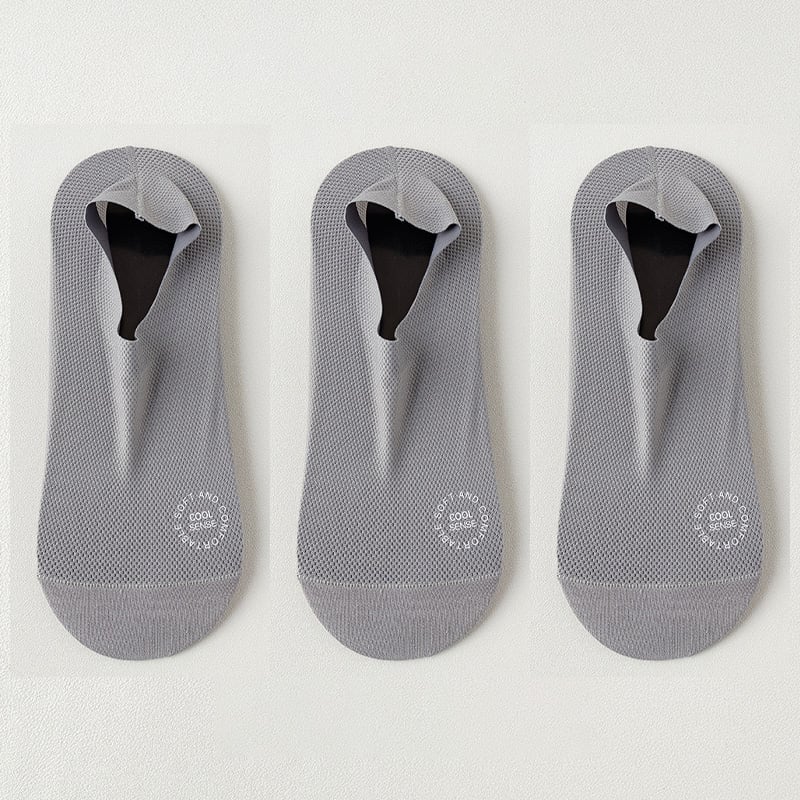 🔥 3-pars pakke usynlige sklisikre sokker 🧦 – Pustende, lavt skjærte, sklisikkert og svetteabsorberende design