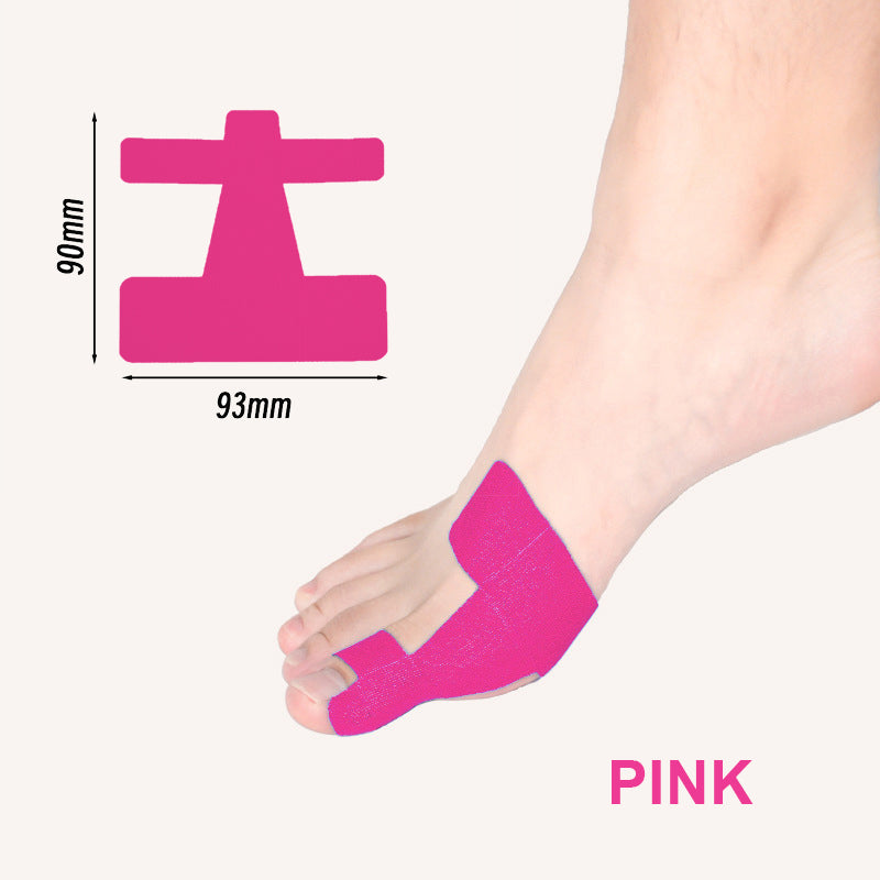 Ferdigskårne kinesiologiske teipbånd, egnet for hallux valgus