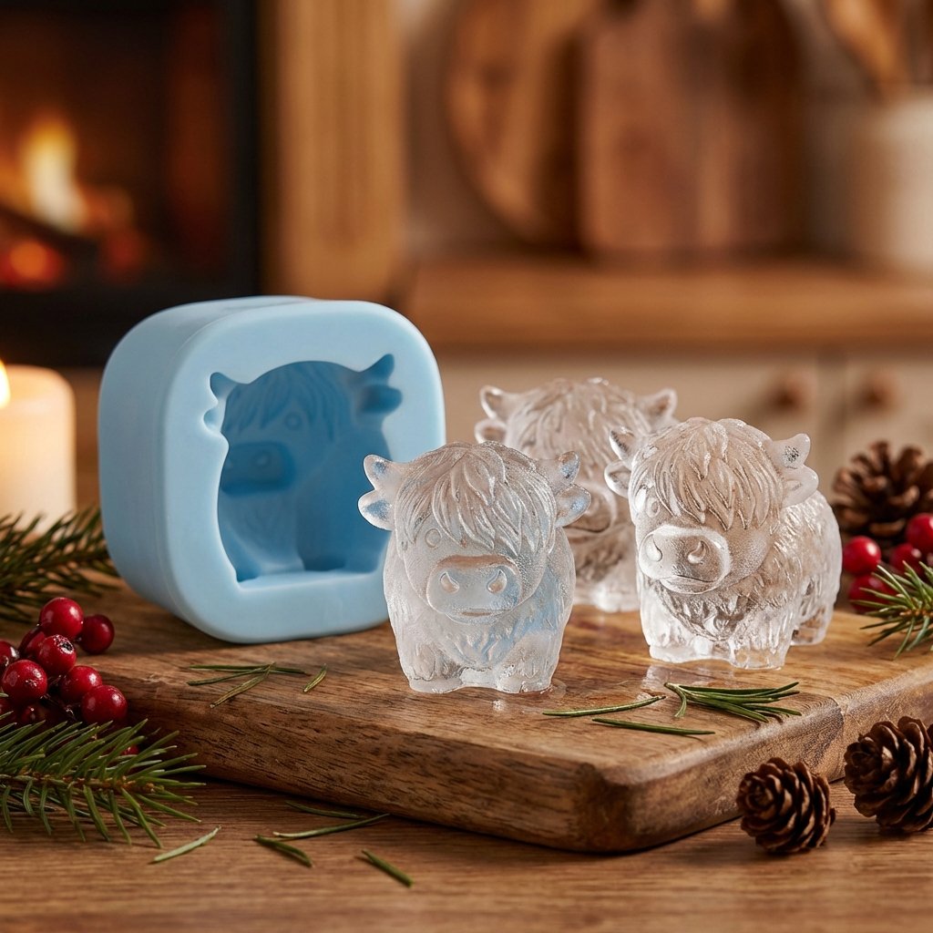 🐮Mini isbitform av Highland Beef til dessert🧊🍪Søte 3D-isbiter, perfekte til drinker, fester og gaver