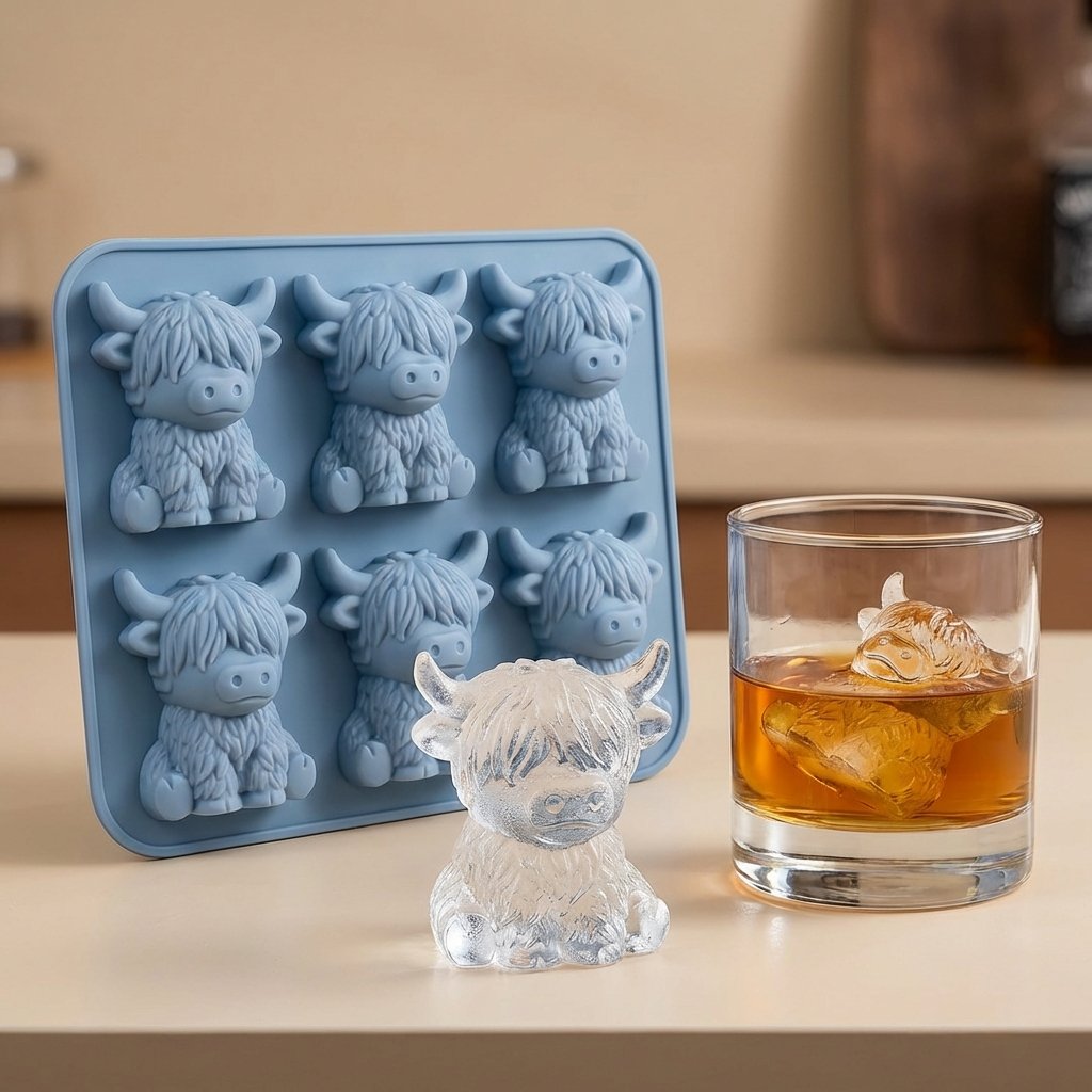 🐮Mini isbitform av Highland Beef til dessert🧊🍪Søte 3D-isbiter, perfekte til drinker, fester og gaver