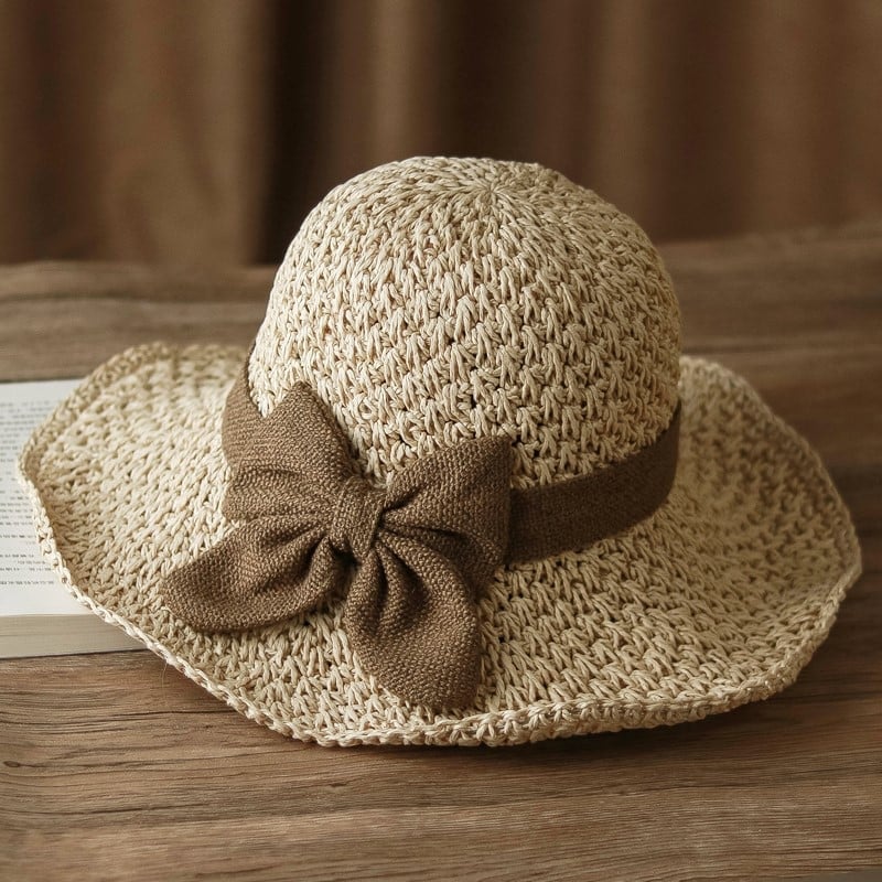 🎀 Siste salgsdag! 49 % RABATT 👒 | Retro stråhatt med sløyfe – sammenleggbar og pustende, et must-have for sommeren.