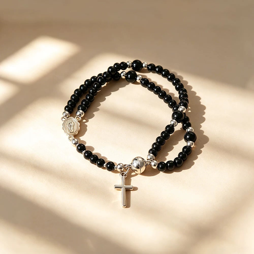 🔥Tidsbegrenset tilbud, kun 24 timer igjen🔥 49 % rabatt - ✝️Håndlaget rosenkransarmbånd📿