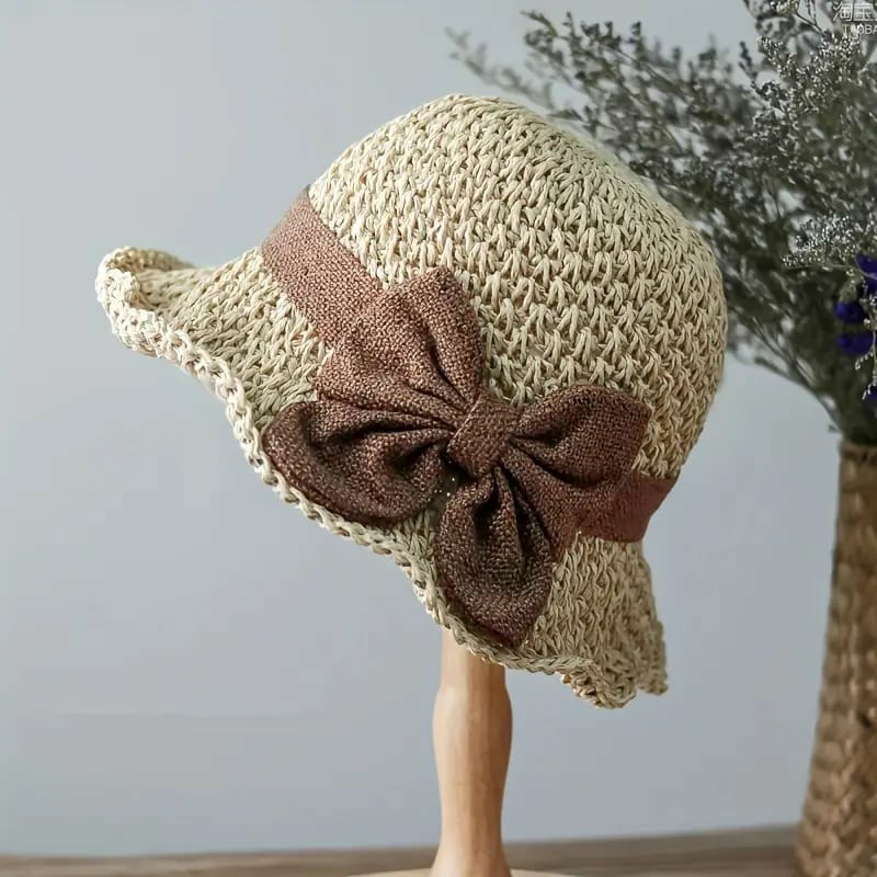 🎀 Siste salgsdag! 49 % RABATT 👒 | Retro stråhatt med sløyfe – sammenleggbar og pustende, et must-have for sommeren.