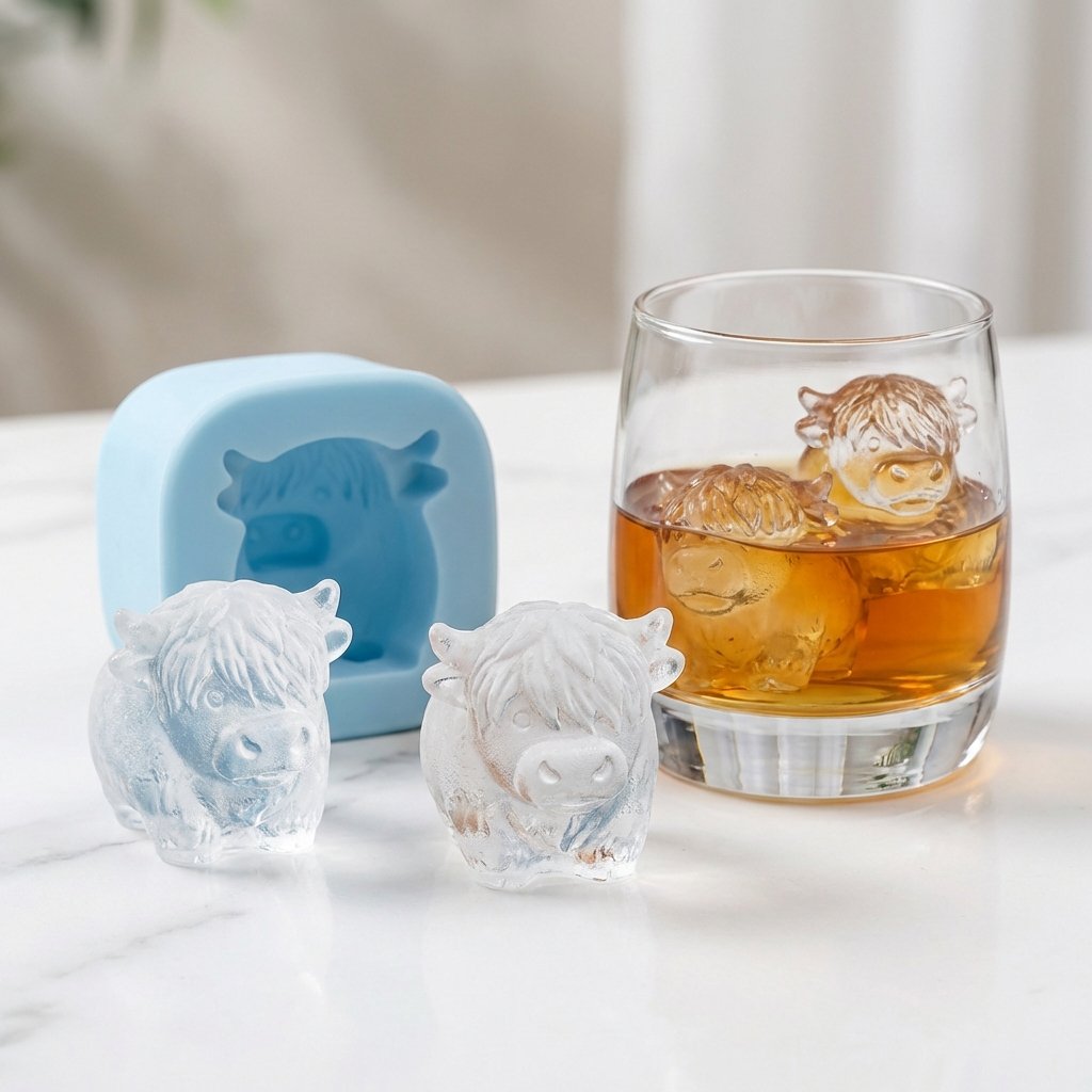 🐮Mini isbitform av Highland Beef til dessert🧊🍪Søte 3D-isbiter, perfekte til drinker, fester og gaver