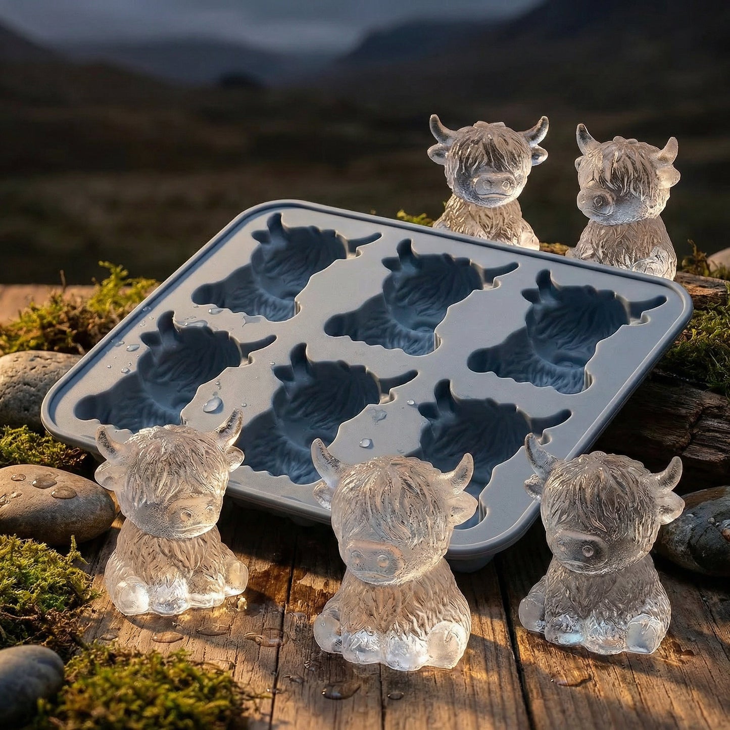 🐮Mini isbitform av Highland Beef til dessert🧊🍪Søte 3D-isbiter, perfekte til drinker, fester og gaver