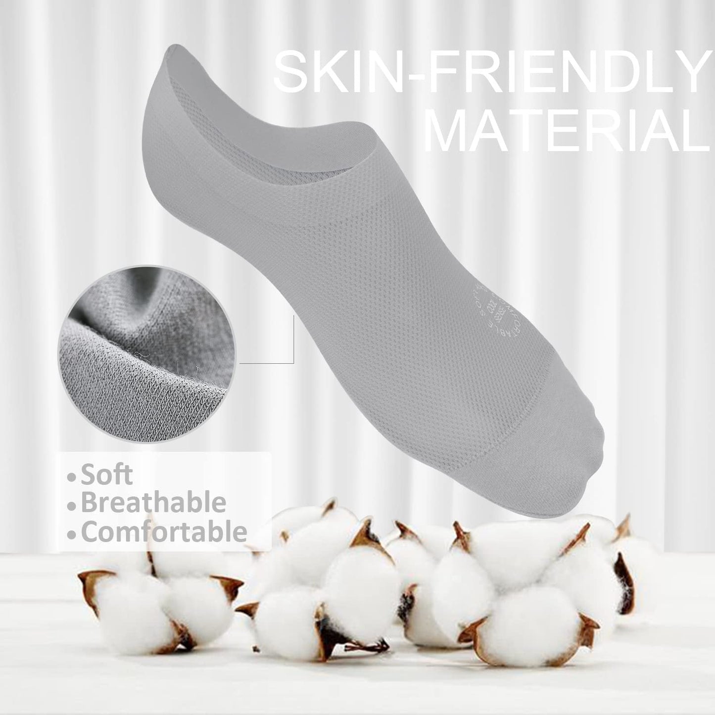🔥 3-pars pakke usynlige sklisikre sokker 🧦 – Pustende, lavt skjærte, sklisikkert og svetteabsorberende design