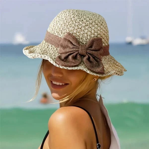 🎀 Siste salgsdag! 49 % RABATT 👒 | Retro stråhatt med sløyfe – sammenleggbar og pustende, et must-have for sommeren.