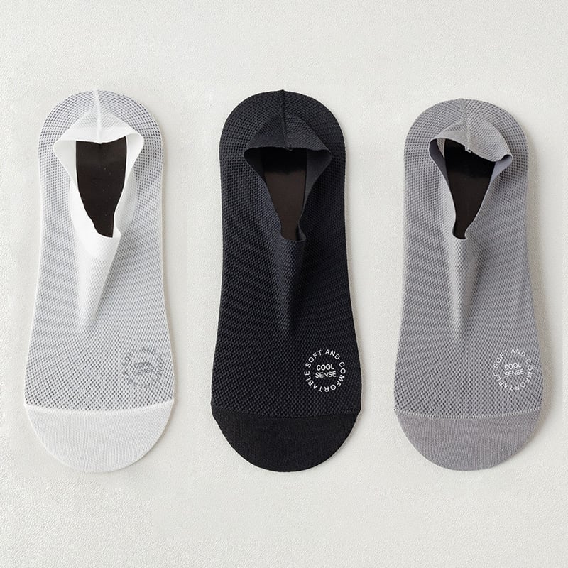 🔥 3-pars pakke usynlige sklisikre sokker 🧦 – Pustende, lavt skjærte, sklisikkert og svetteabsorberende design