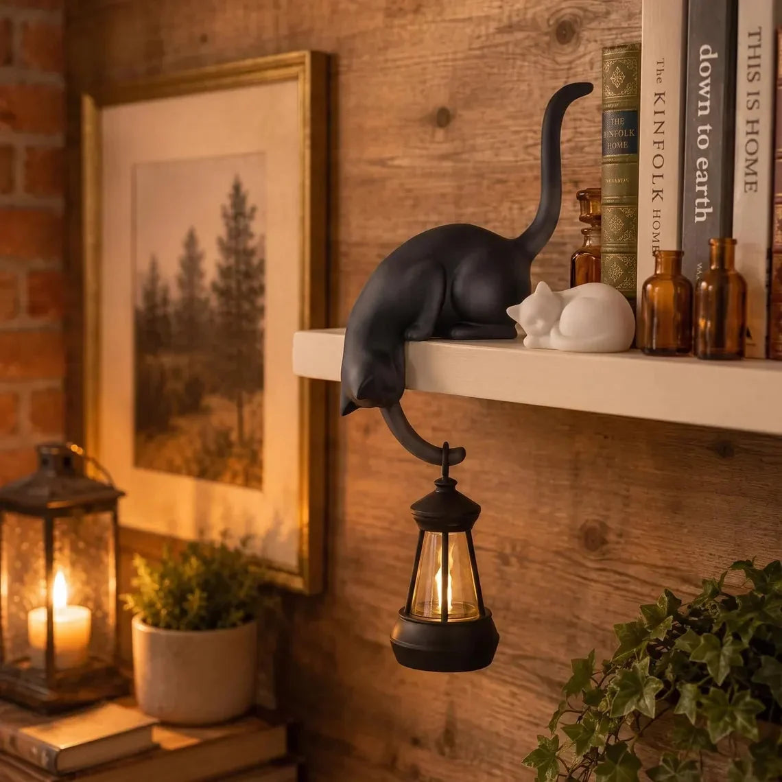 🐈‍Denne søte kattefiguren med LED-lys kan plasseres i en bokhylle – den fungerer både som en søt bokhylledekorasjon og en praktisk nøkkelring.