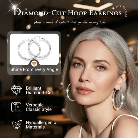 🎉Kjøp én, få én gratis 🎁 Diamantslipte bøyleøredobber til dame – elegante og glitrende 💎