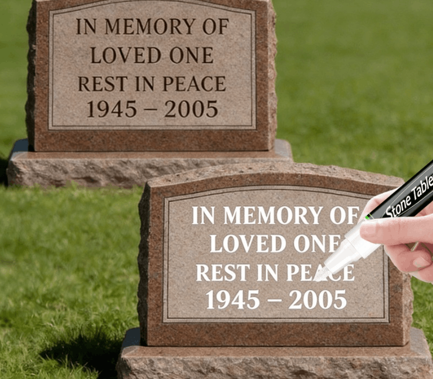 🐦En gullpenn som brukes til å restaurere falmede gravsteinsinnskrifter.