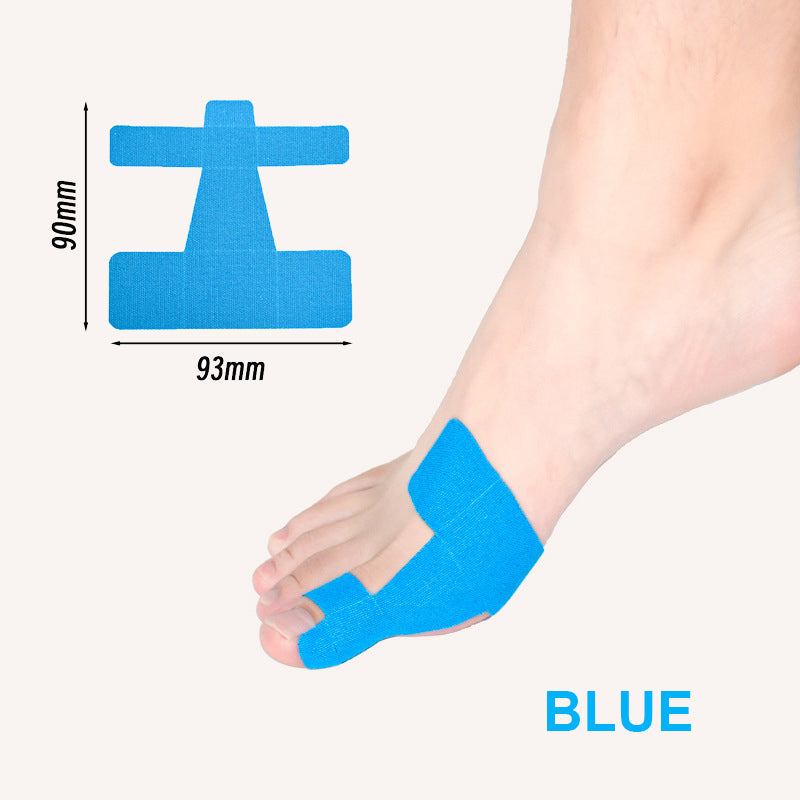 Ferdigskårne kinesiologiske teipbånd, egnet for hallux valgus