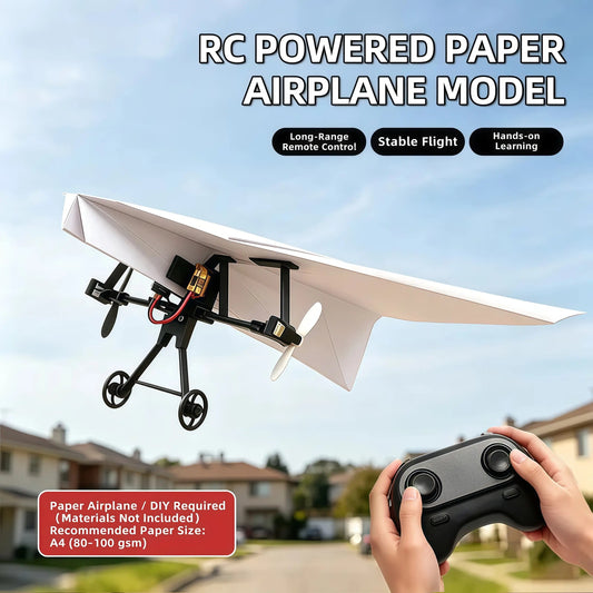 Hotfree motorisert fjernstyrt papirflysett (med gyroskopstabilisator) – DIY elektrisk fjernstyrt fly med to propeller, lett og sammenleggbar STEM-leke