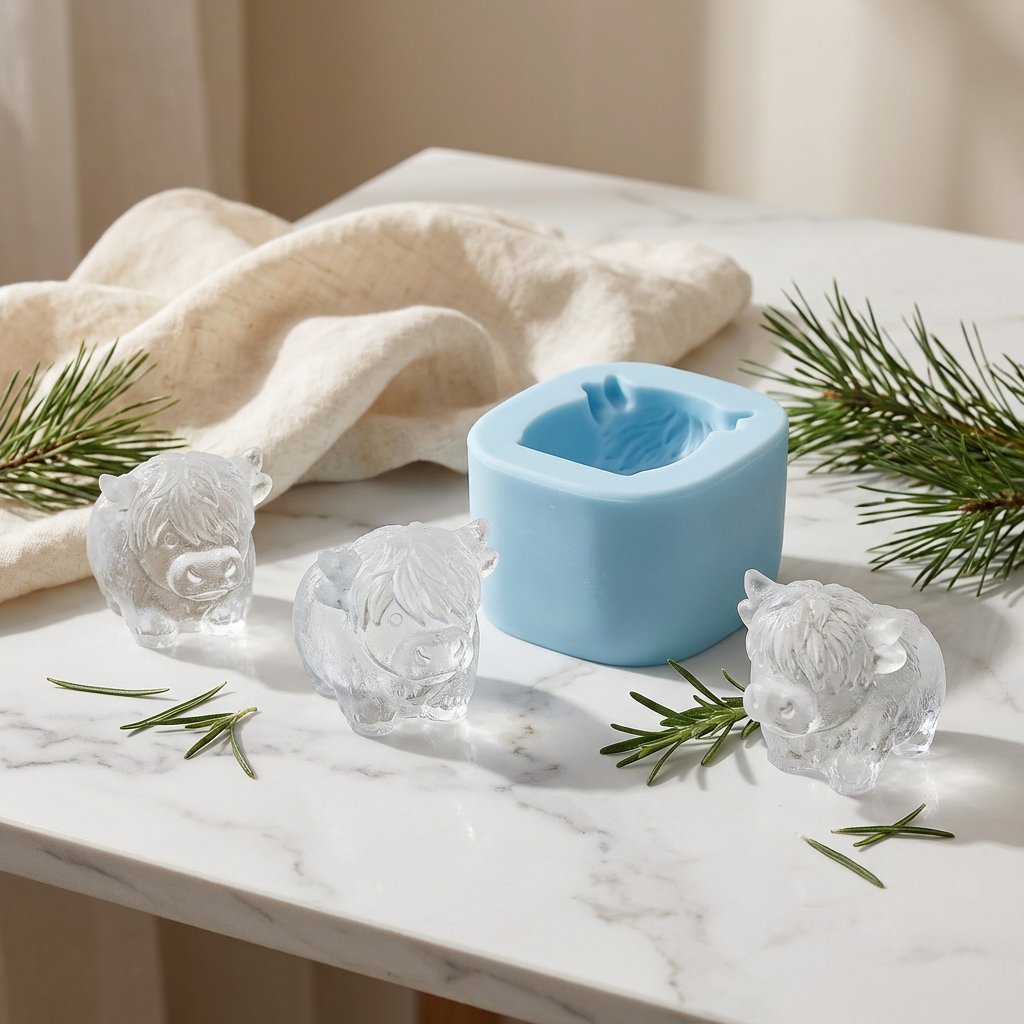 🐮Mini isbitform av Highland Beef til dessert🧊🍪Søte 3D-isbiter, perfekte til drinker, fester og gaver