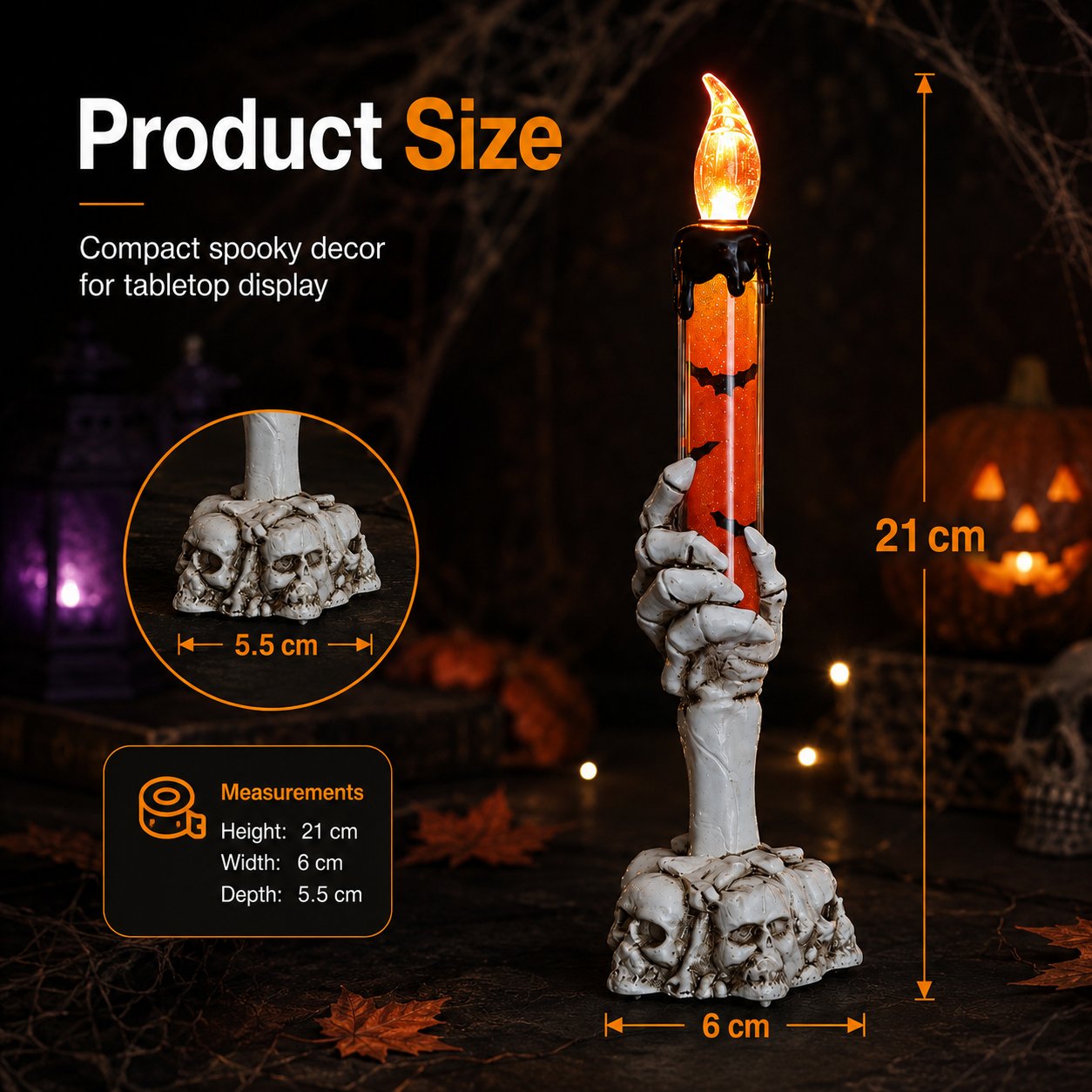 🎃Halvpristilbud i siste liten – Halloween LED-glitterlyssett (hånddesign med hodeskalle og skjelett)