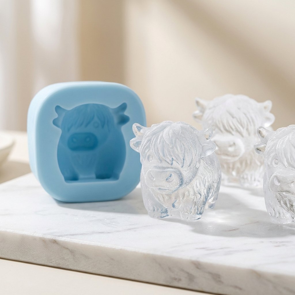 🐮Mini isbitform av Highland Beef til dessert🧊🍪Søte 3D-isbiter, perfekte til drinker, fester og gaver