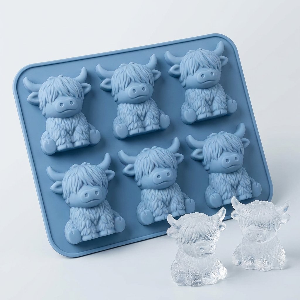 🐮Mini isbitform av Highland Beef til dessert🧊🍪Søte 3D-isbiter, perfekte til drinker, fester og gaver
