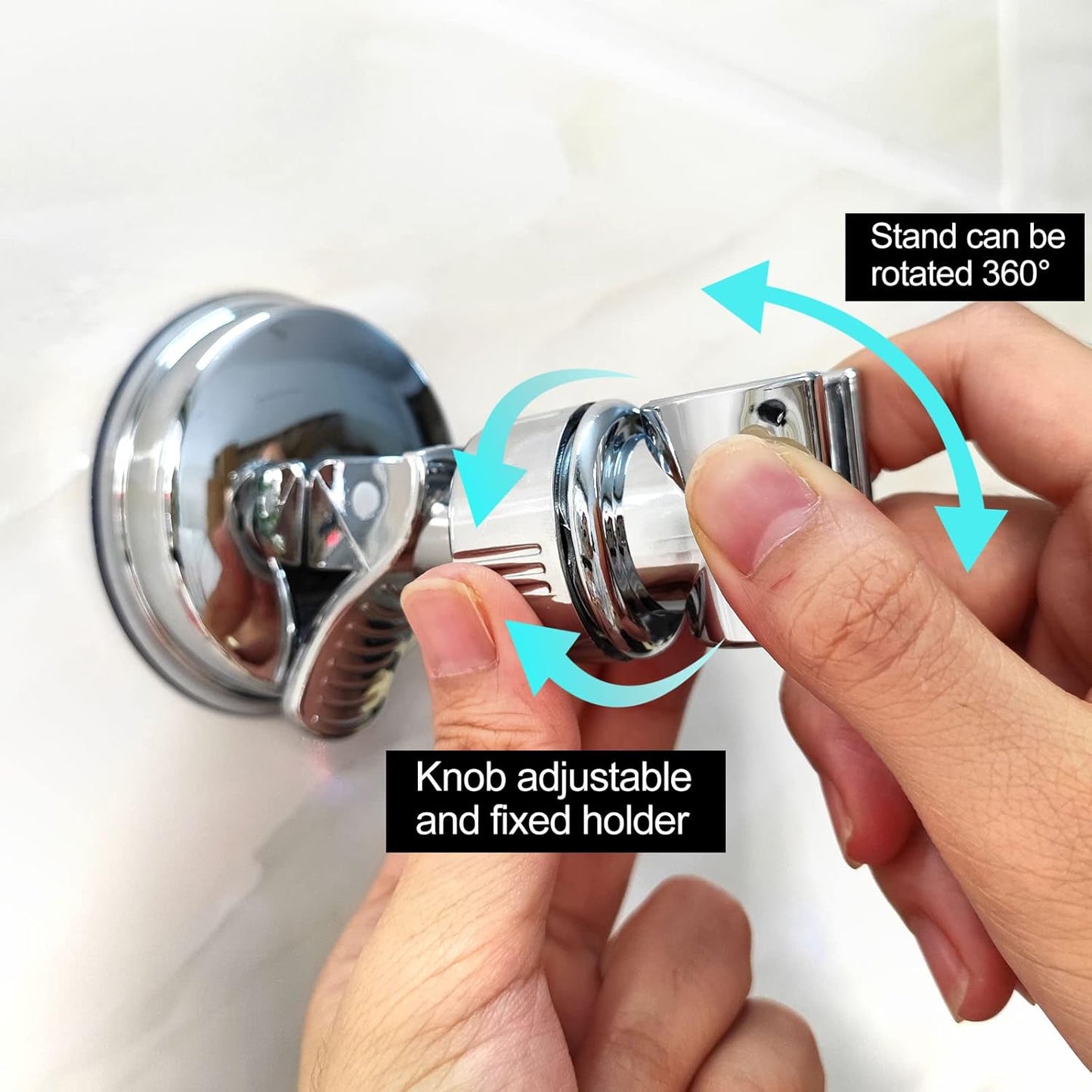 Adjustable shower head holder - Detachable shower head holder with suction cup - Drill-free shower head holde