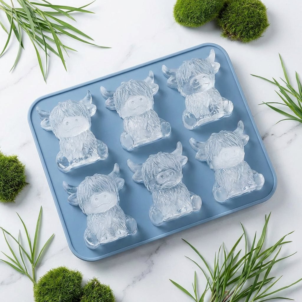 🐮Mini isbitform av Highland Beef til dessert🧊🍪Søte 3D-isbiter, perfekte til drinker, fester og gaver