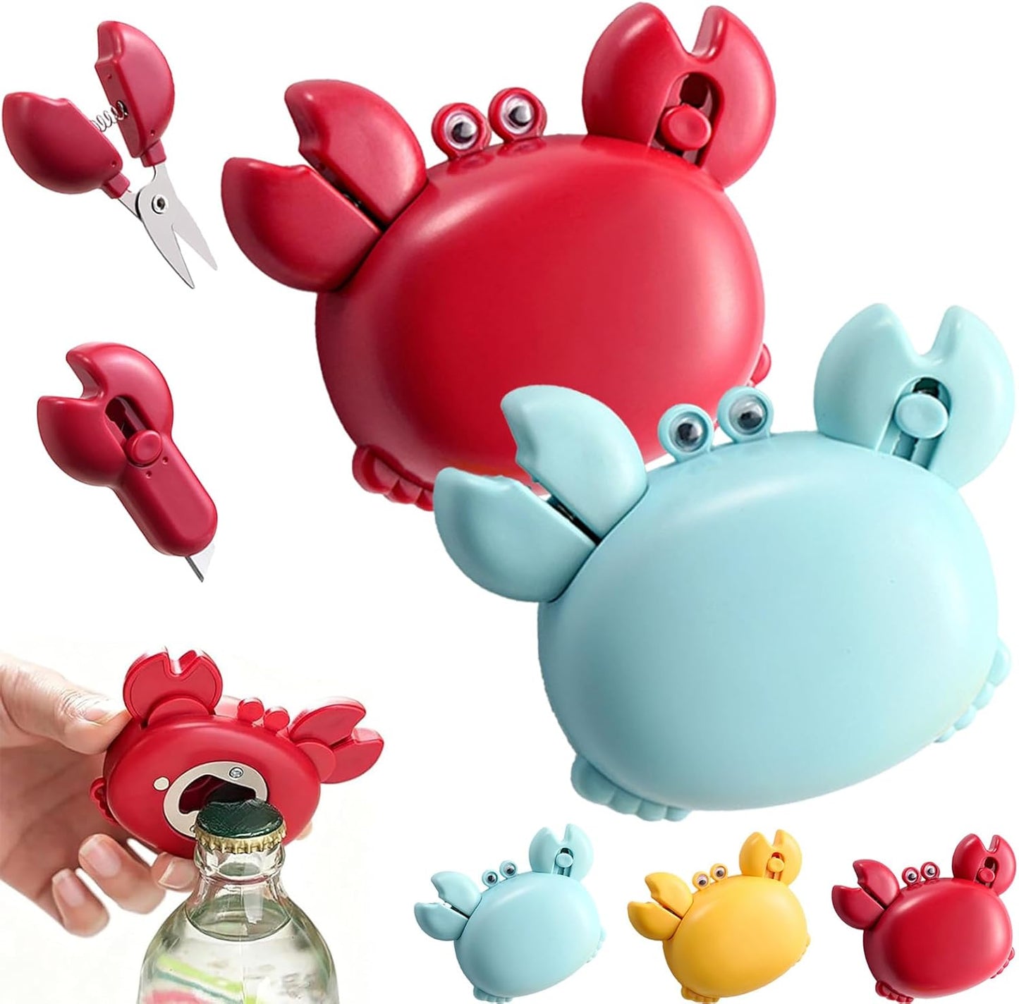 🦀 4-i-1 magnetisk kjøleskapsmagnet – Leveres med saks, boksåpner og boksåpner