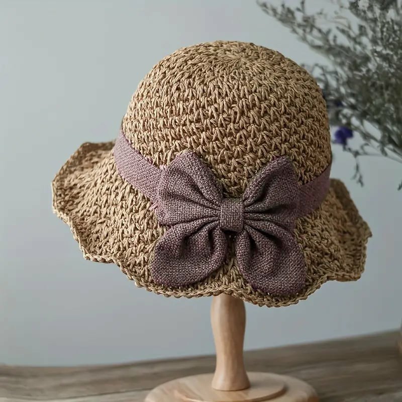 🎀 Siste salgsdag! 49 % RABATT 👒 | Retro stråhatt med sløyfe – sammenleggbar og pustende, et must-have for sommeren.